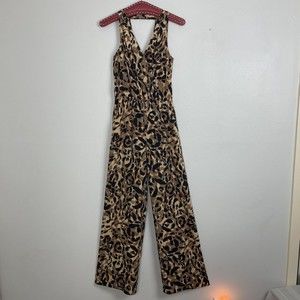 Bebe Leopard Print Wide Leg Jumpsuit | Size 0